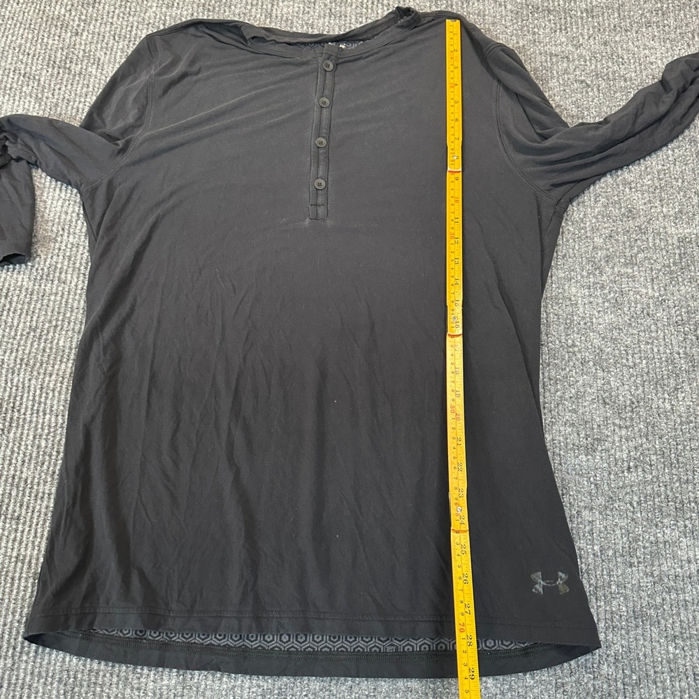 Under Armour Athlete Recovery Sleepwear Henley Mens Large Black 3/4 Sleeve Shirt - Picture 6 of 8